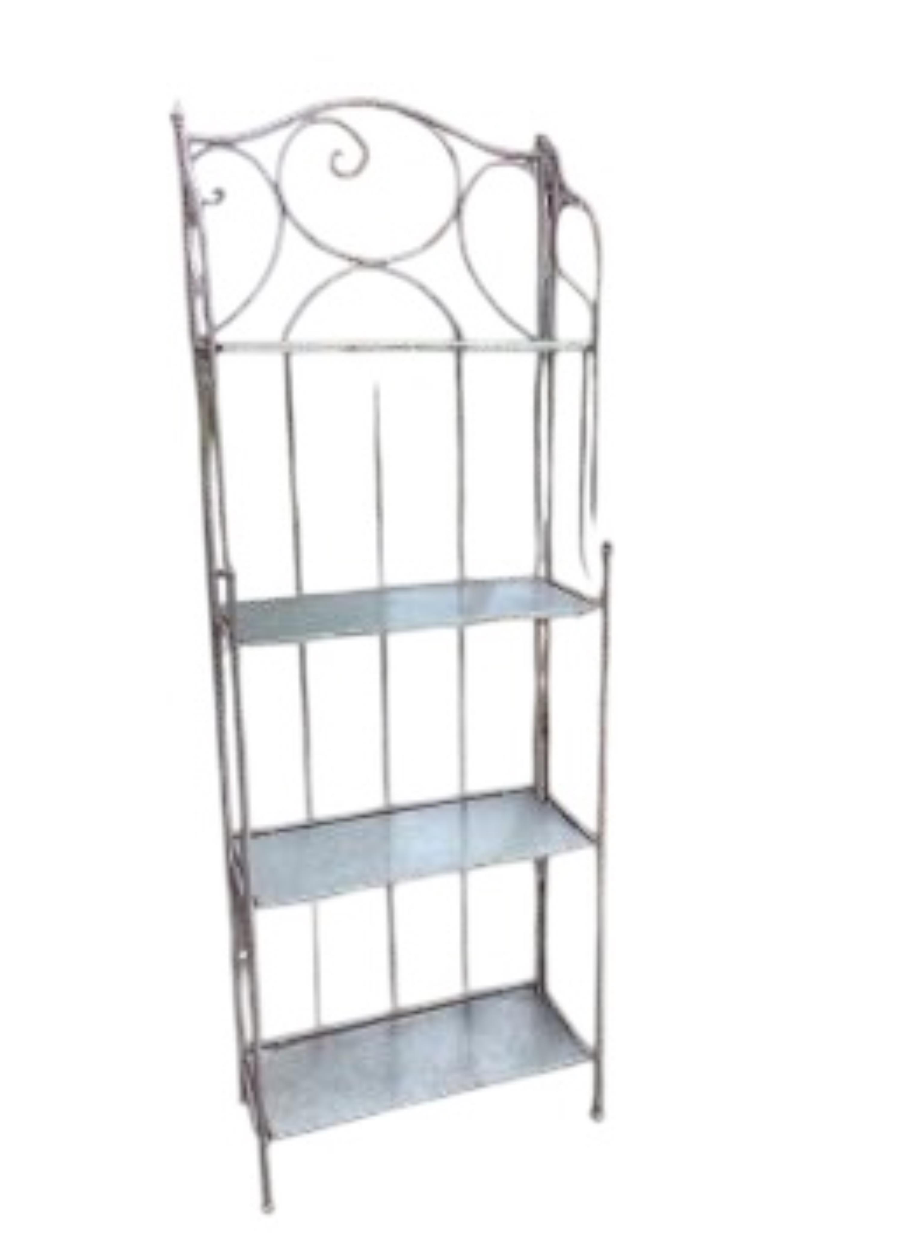 A pair of metal and zinc four tier folding stands, width 58cm, depth 28cm, height 164cm